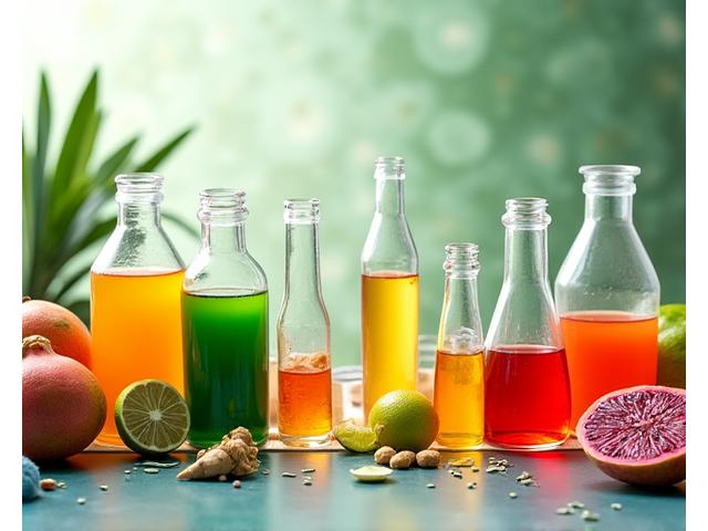 Illustrasi saintifik proses detoks selular dan gabungan jus yang direka pakar nutrisi